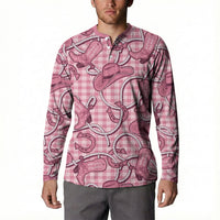 Pink Hawaii Palaka Cowboy Button Sweatshirt Hawaiian Paniolo Festival Spirit