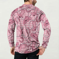 Pink Hawaii Palaka Cowboy Button Sweatshirt Hawaiian Paniolo Festival Spirit