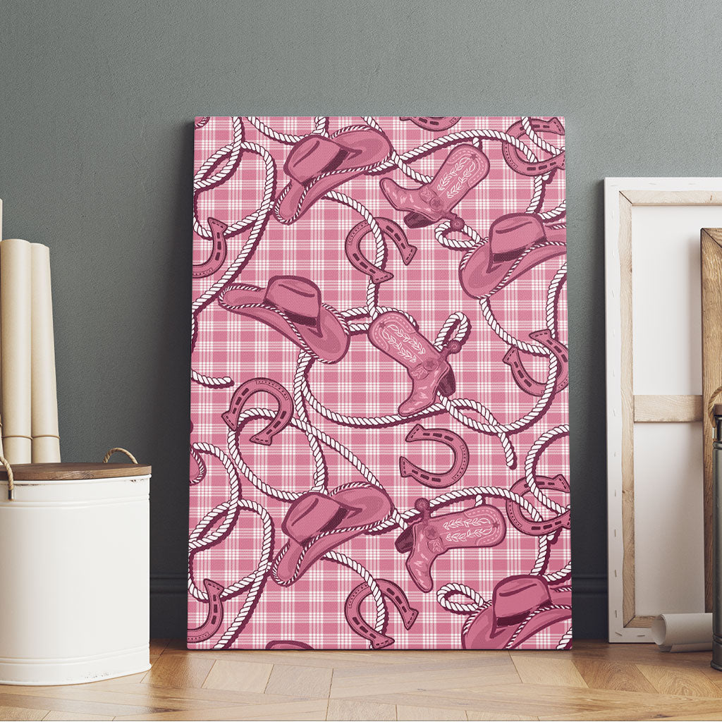 Pink Hawaii Palaka Cowboy Canvas Wall Art Hawaiian Paniolo Festival Spirit