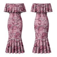 Pink Hawaii Palaka Cowboy Couples Matching Mermaid Dress and Hawaiian Shirt Hawaiian Paniolo Festival Spirit