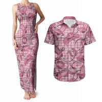Pink Hawaii Palaka Cowboy Couples Matching Tank Maxi Dress and Hawaiian Shirt Hawaiian Paniolo Festival Spirit