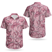 Pink Hawaii Palaka Cowboy Couples Matching Tank Maxi Dress and Hawaiian Shirt Hawaiian Paniolo Festival Spirit