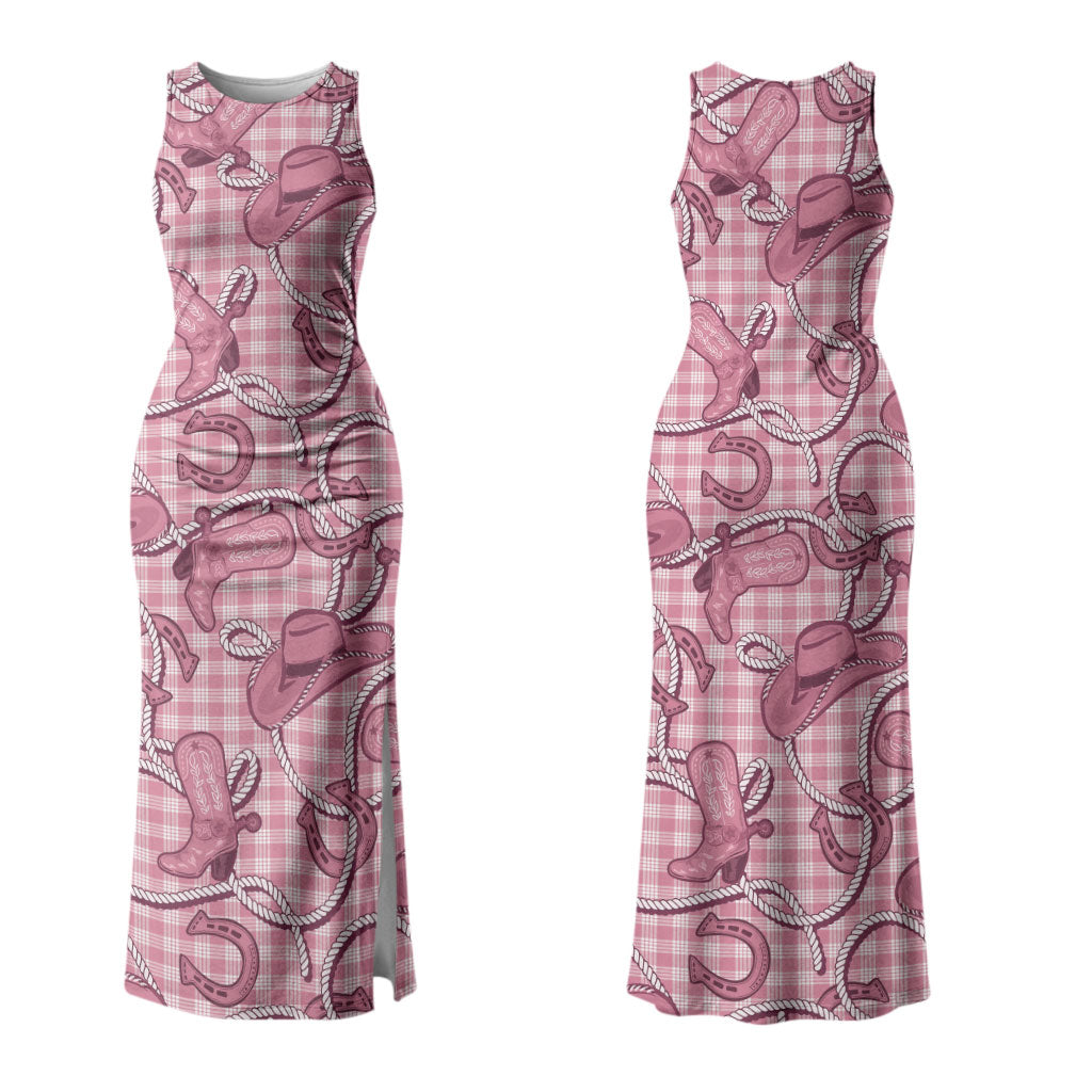 Pink Hawaii Palaka Cowboy Couples Matching Tank Maxi Dress and Hawaiian Shirt Hawaiian Paniolo Festival Spirit