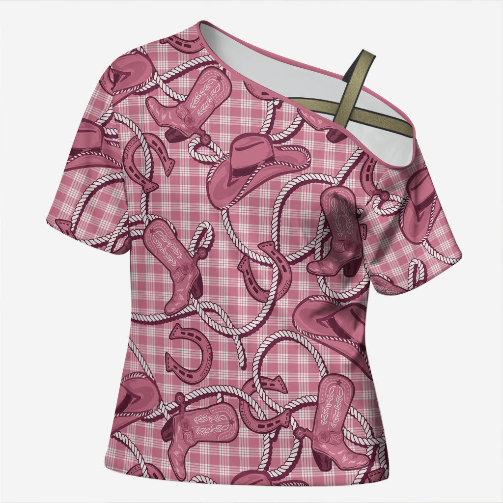Pink Hawaii Palaka Cowboy Cross Shoulder Shirt Hawaiian Paniolo Festival Spirit
