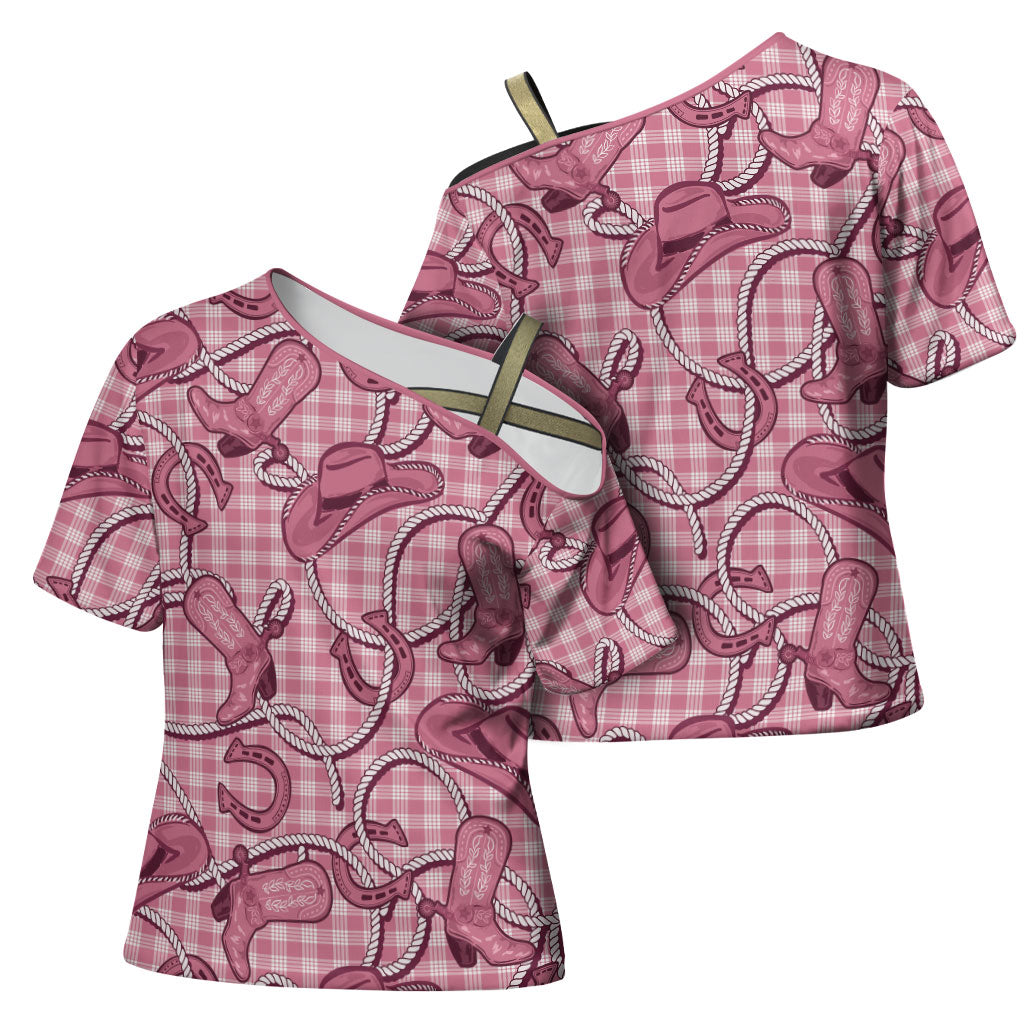 Pink Hawaii Palaka Cowboy Cross Shoulder Shirt Hawaiian Paniolo Festival Spirit