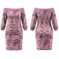 Pink Hawaii Palaka Cowboy Family Matching Off The Shoulder Long Sleeve Dress and Hawaiian Shirt Hawaiian Paniolo Festival Spirit