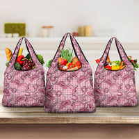 Pink Hawaii Palaka Cowboy Grocery Bag Hawaiian Paniolo Festival Spirit
