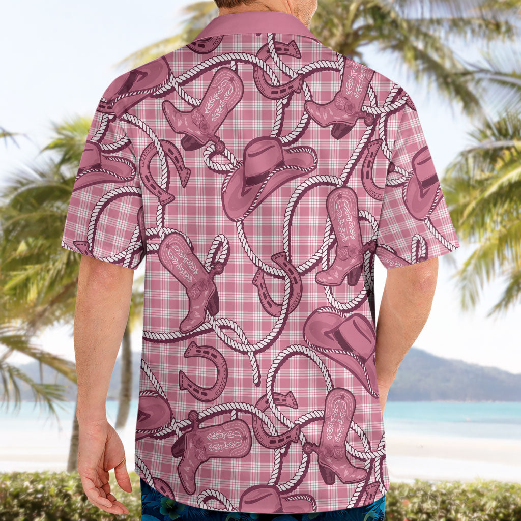 Pink Hawaii Palaka Cowboy Hawaiian Shirt Hawaiian Paniolo Festival Spirit