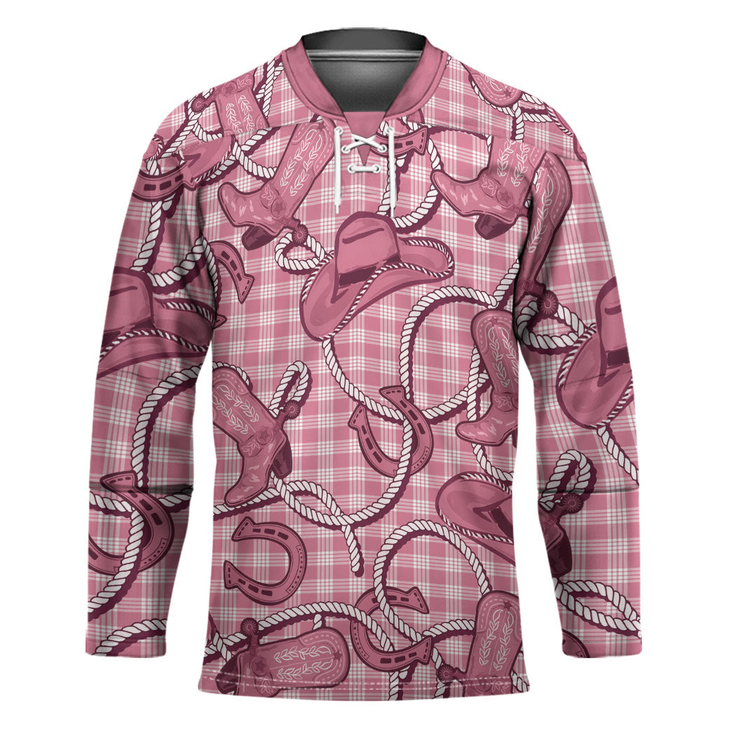 Pink Hawaii Palaka Cowboy Hockey Jersey Hawaiian Paniolo Festival Spirit