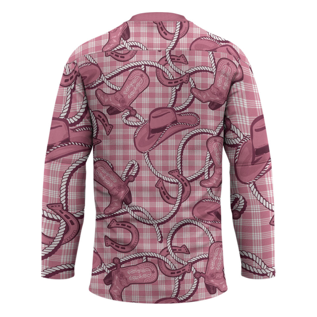 Pink Hawaii Palaka Cowboy Hockey Jersey Hawaiian Paniolo Festival Spirit