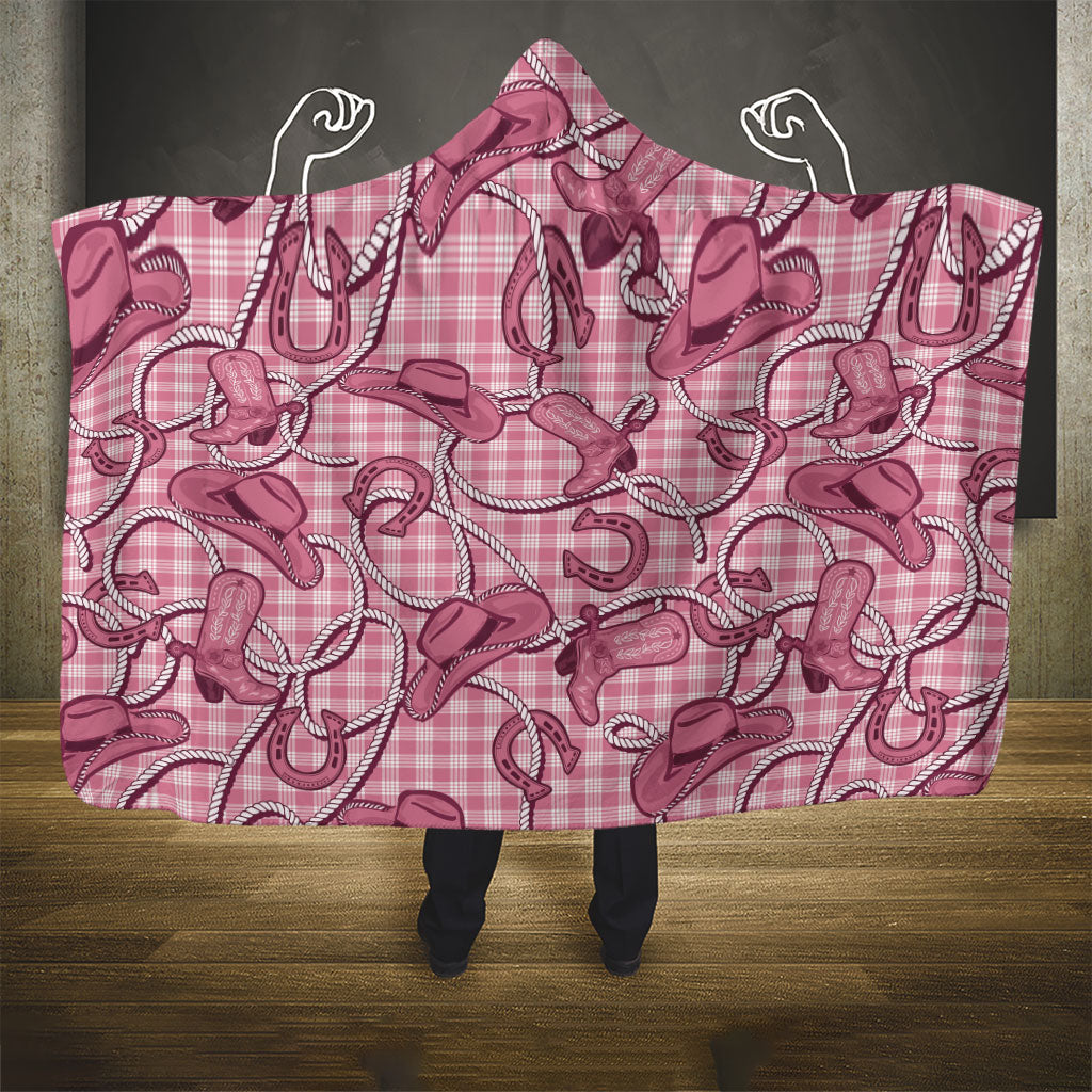 Pink Hawaii Palaka Cowboy Hooded Blanket Hawaiian Paniolo Festival Spirit