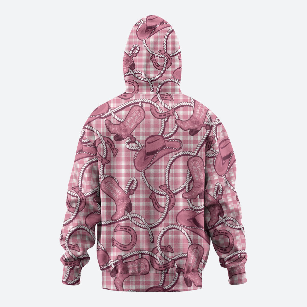 Pink Hawaii Palaka Cowboy Hoodie Hawaiian Paniolo Festival Spirit