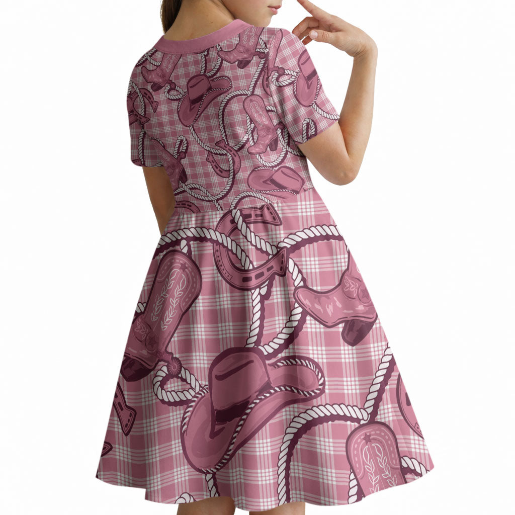 Pink Hawaii Palaka Cowboy Kid Short Sleeve Dress Hawaiian Paniolo Festival Spirit