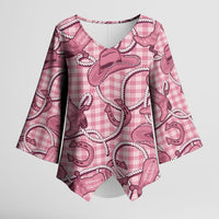 Pink Hawaii Palaka Cowboy Kimono Sleeve Blouse Hawaiian Paniolo Festival Spirit