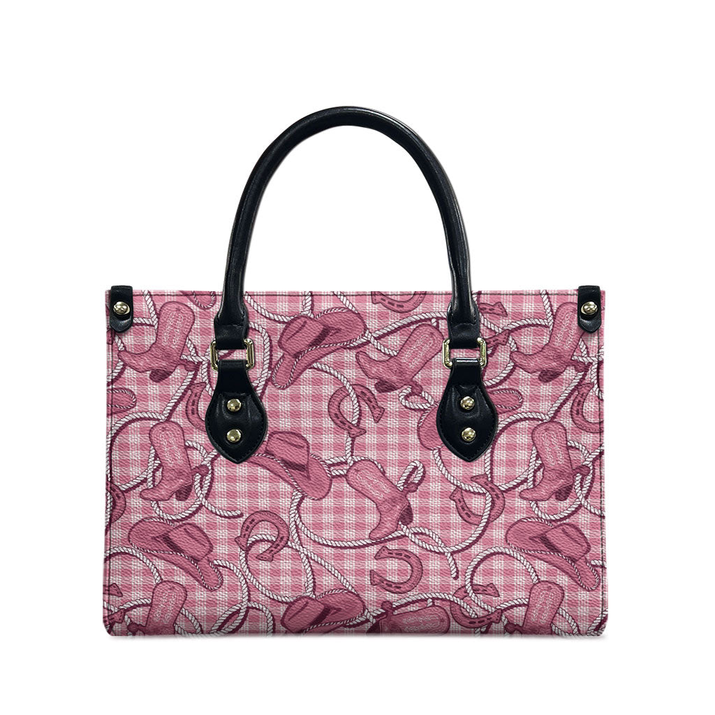 Pink Hawaii Palaka Cowboy Leather Bag Hawaiian Paniolo Festival Spirit