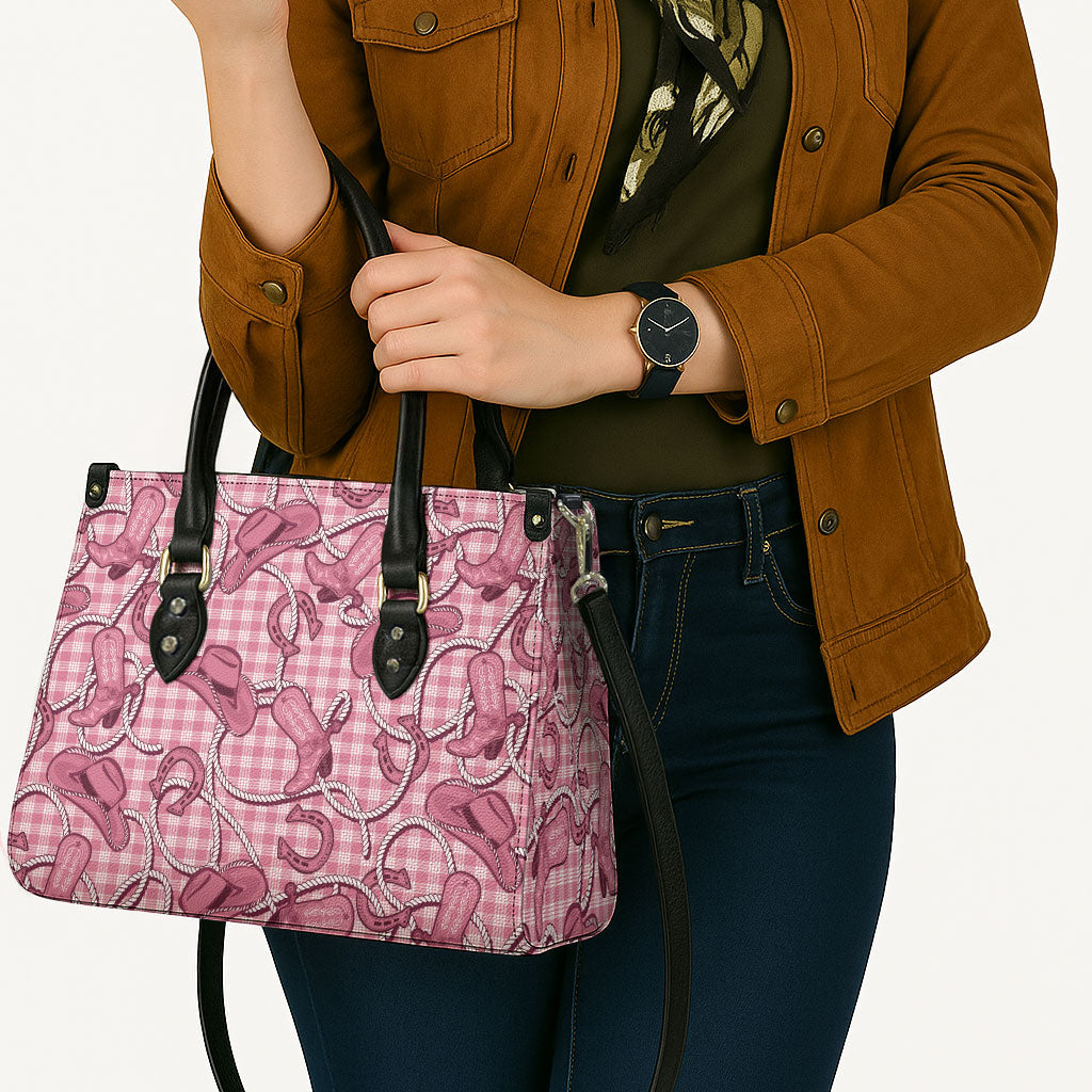 Pink Hawaii Palaka Cowboy Leather Bag Hawaiian Paniolo Festival Spirit