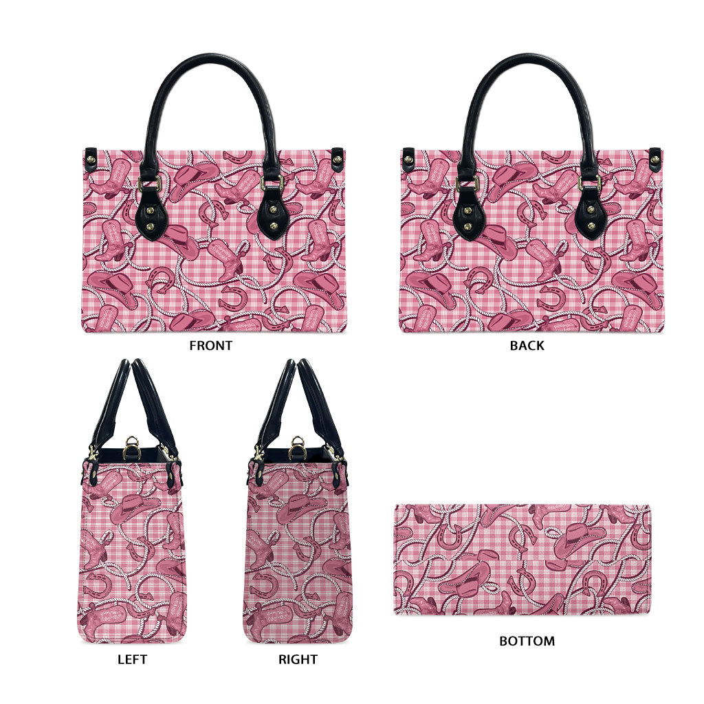 Pink Hawaii Palaka Cowboy Leather Bag Hawaiian Paniolo Festival Spirit