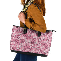 Pink Hawaii Palaka Cowboy Leather Tote Bag Hawaiian Paniolo Festival Spirit