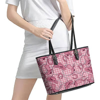 Pink Hawaii Palaka Cowboy Leather Tote Bag Hawaiian Paniolo Festival Spirit