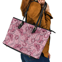 Pink Hawaii Palaka Cowboy Leather Tote Bag Hawaiian Paniolo Festival Spirit