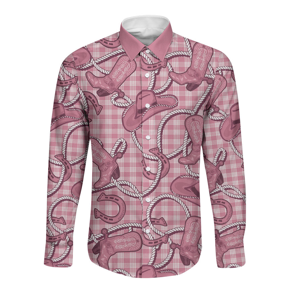 Pink Hawaii Palaka Cowboy Long Sleeve Button Shirt Hawaiian Paniolo Festival Spirit LT19 Unisex Pink - Polynesian Pride