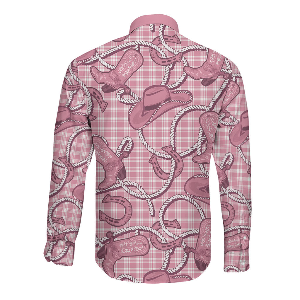 Pink Hawaii Palaka Cowboy Long Sleeve Button Shirt Hawaiian Paniolo Festival Spirit