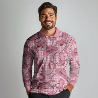 Pink Hawaii Palaka Cowboy Long Sleeve Polo Shirt Hawaiian Paniolo Festival Spirit