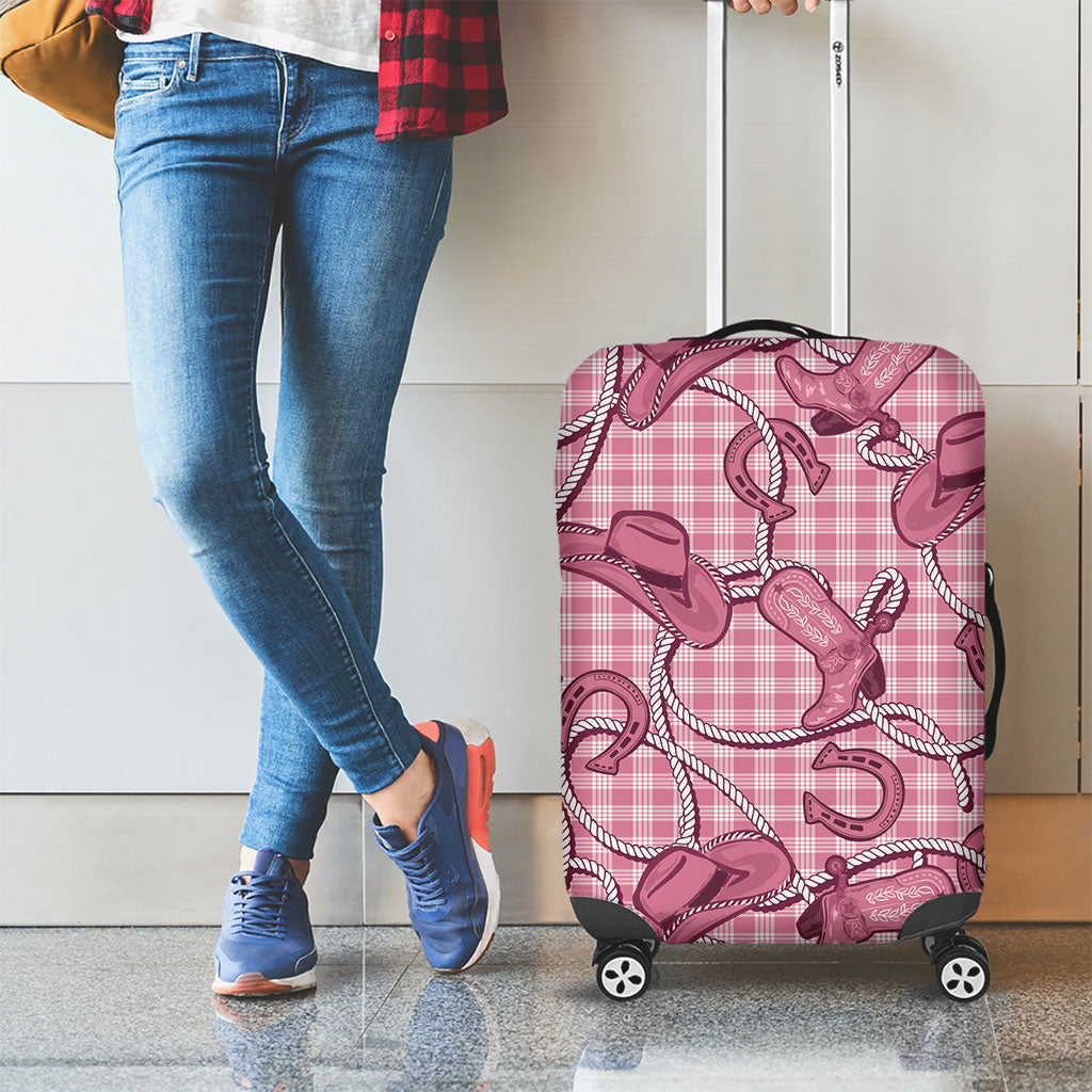 Pink Hawaii Palaka Cowboy Luggage Cover Hawaiian Paniolo Festival Spirit