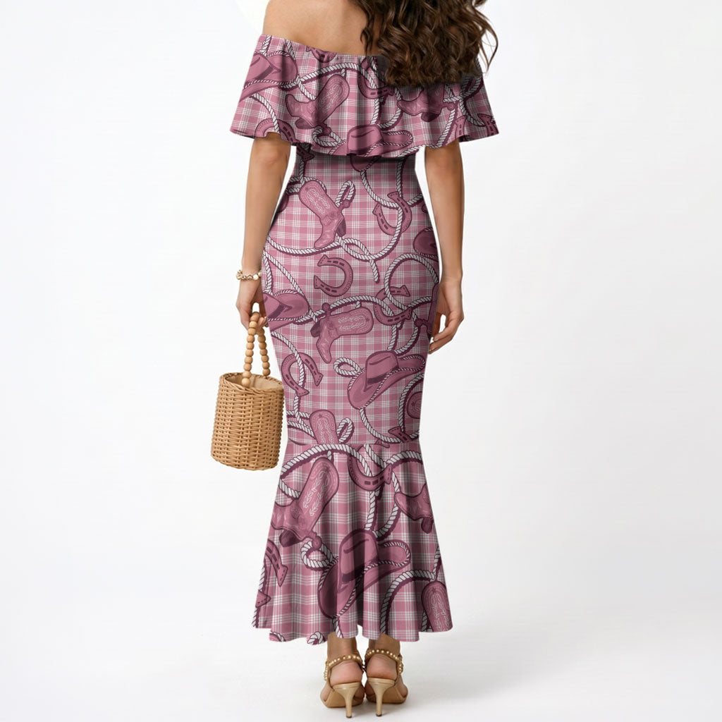 Pink Hawaii Palaka Cowboy Mermaid Dress Hawaiian Paniolo Festival Spirit