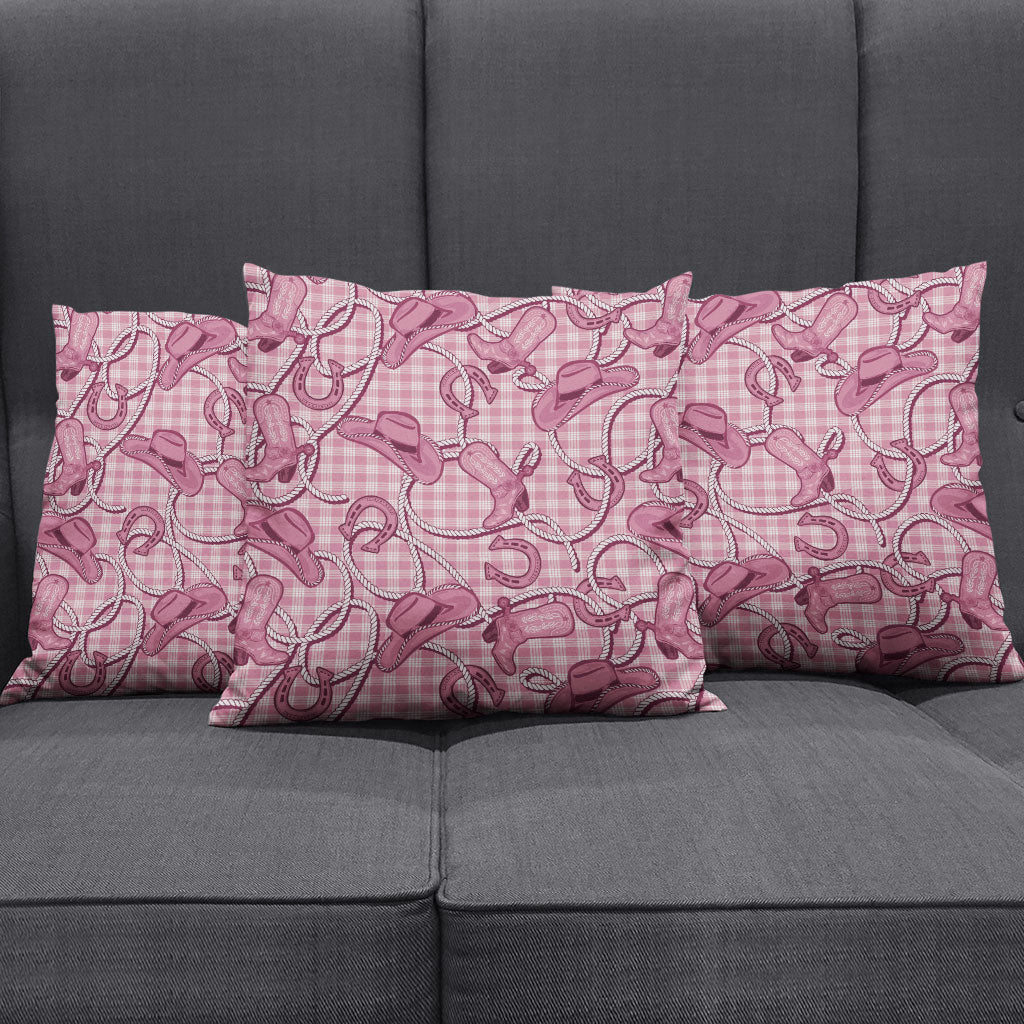 Pink Hawaii Palaka Cowboy Pillow Cover Hawaiian Paniolo Festival Spirit