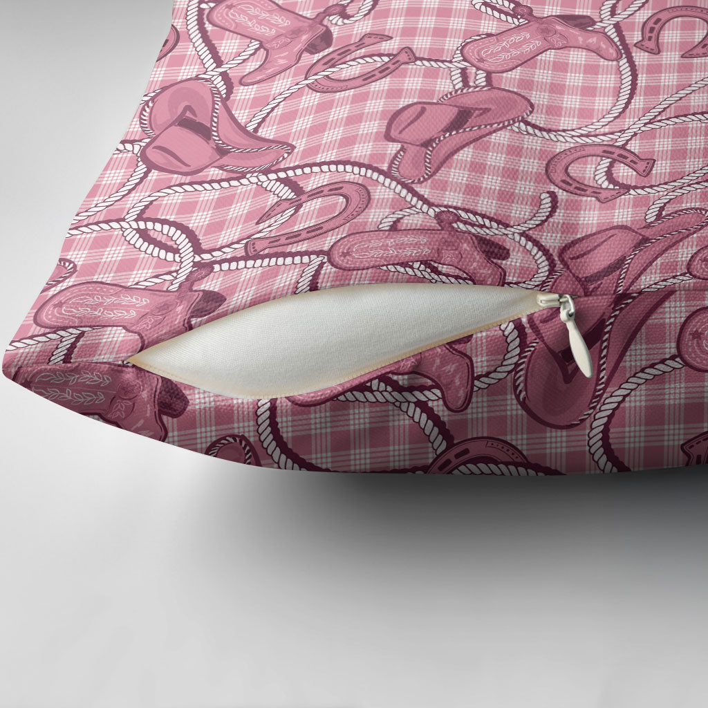 Pink Hawaii Palaka Cowboy Pillow Cover Hawaiian Paniolo Festival Spirit