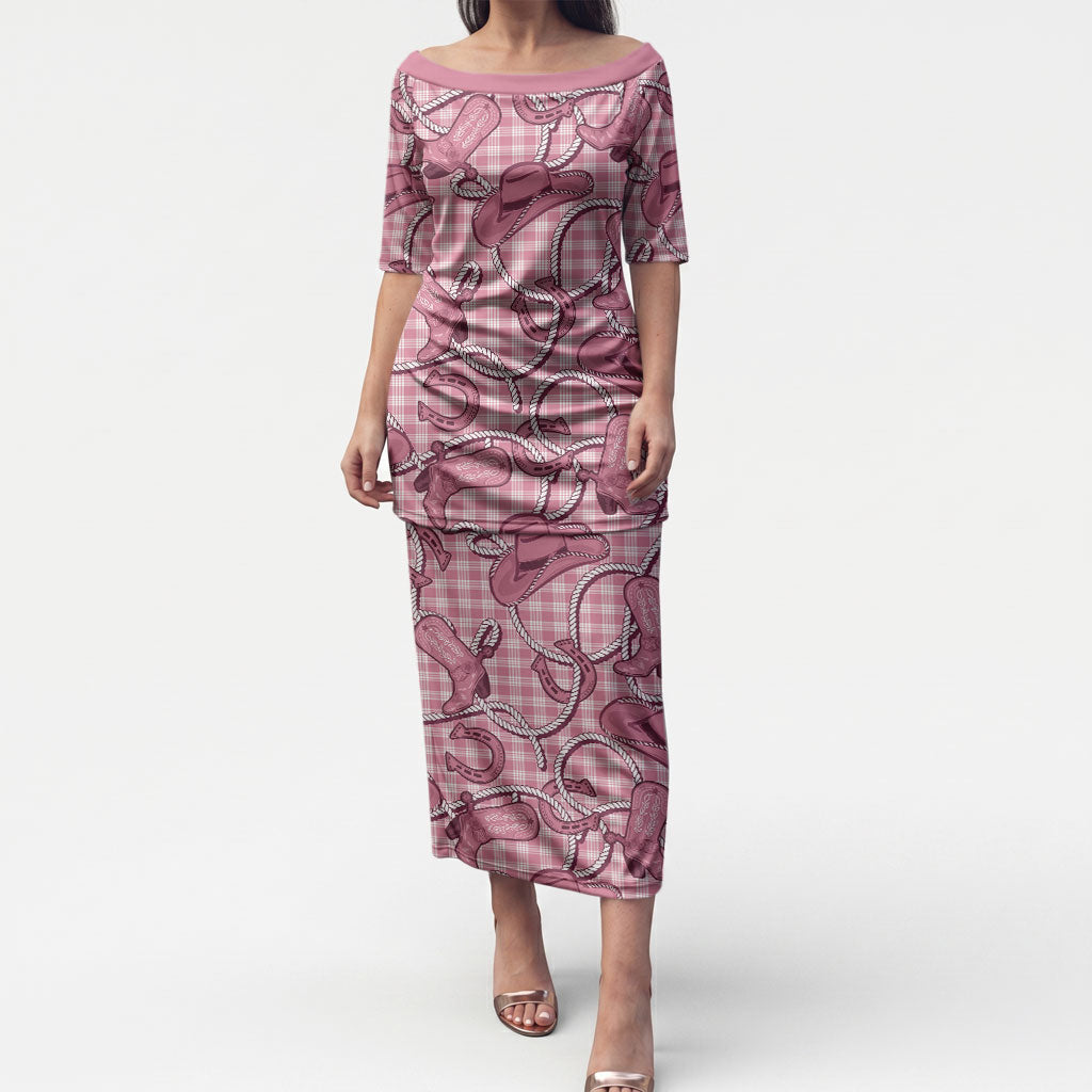 Pink Hawaii Palaka Cowboy Puletasi Hawaiian Paniolo Festival Spirit LT19 Long Dress Pink - Polynesian Pride