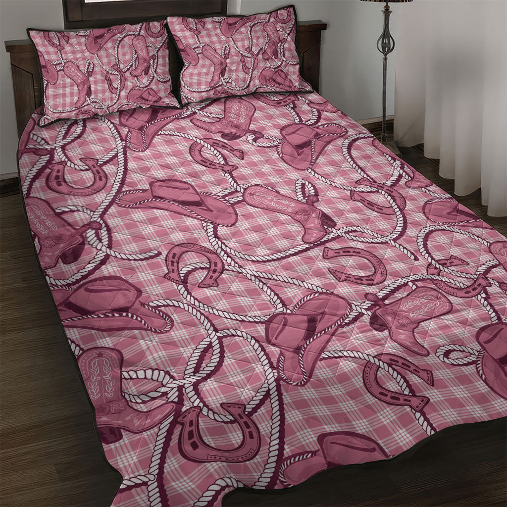 Pink Hawaii Palaka Cowboy Quilt Bed Set Hawaiian Paniolo Festival Spirit