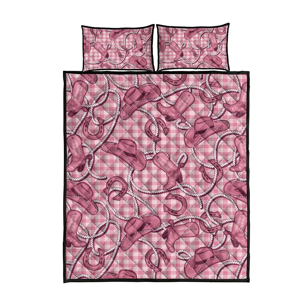 Pink Hawaii Palaka Cowboy Quilt Bed Set Hawaiian Paniolo Festival Spirit
