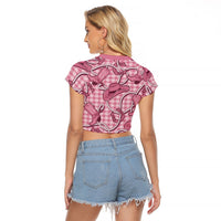 Pink Hawaii Palaka Cowboy Raglan Cropped T Shirt Hawaiian Paniolo Festival Spirit