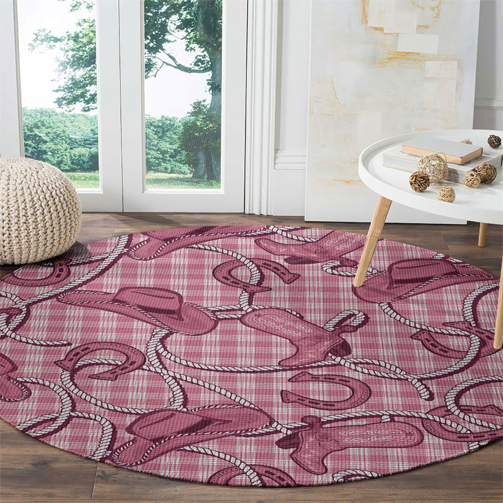 Pink Hawaii Palaka Cowboy Round Carpet Hawaiian Paniolo Festival Spirit