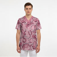 Pink Hawaii Palaka Cowboy Scrub Top Hawaiian Paniolo Festival Spirit