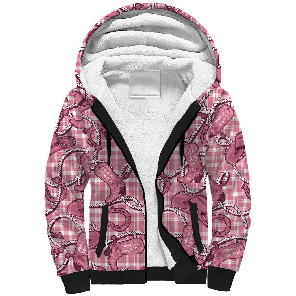 Pink Hawaii Palaka Cowboy Sherpa Hoodie Hawaiian Paniolo Festival Spirit