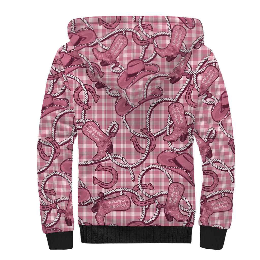 Pink Hawaii Palaka Cowboy Sherpa Hoodie Hawaiian Paniolo Festival Spirit