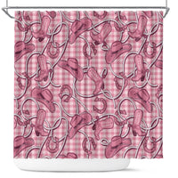 Pink Hawaii Palaka Cowboy Shower Curtain Hawaiian Paniolo Festival Spirit