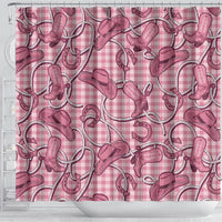 Pink Hawaii Palaka Cowboy Shower Curtain Hawaiian Paniolo Festival Spirit