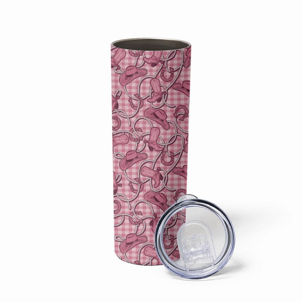 Pink Hawaii Palaka Cowboy Skinny Tumbler Hawaiian Paniolo Festival Spirit