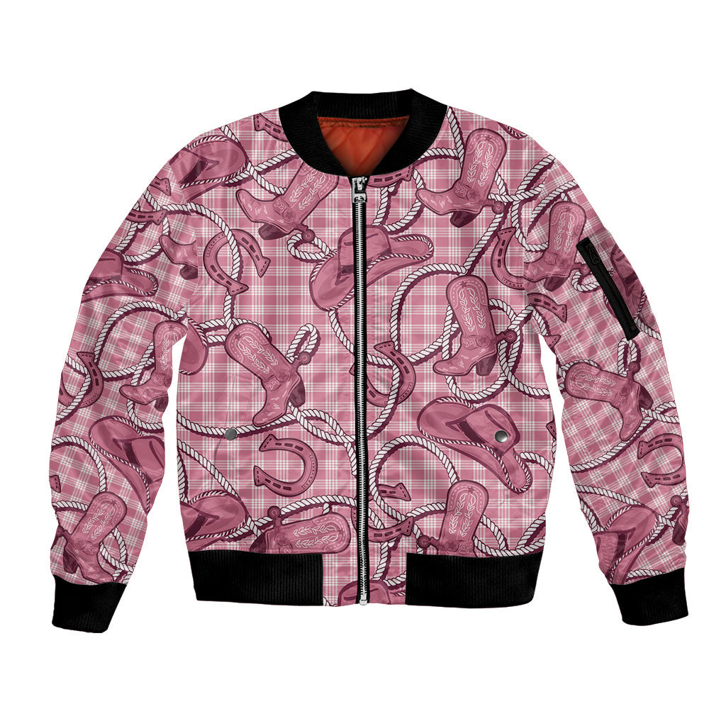 Pink Hawaii Palaka Cowboy Sleeve Zip Bomber Jacket Hawaiian Paniolo Festival Spirit