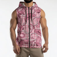 Pink Hawaii Palaka Cowboy Sleeveless Zip Hoodie Hawaiian Paniolo Festival Spirit