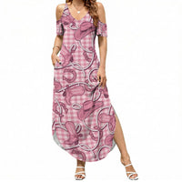 Pink Hawaii Palaka Cowboy Summer Maxi Dress Hawaiian Paniolo Festival Spirit