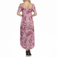 Pink Hawaii Palaka Cowboy Summer Maxi Dress Hawaiian Paniolo Festival Spirit