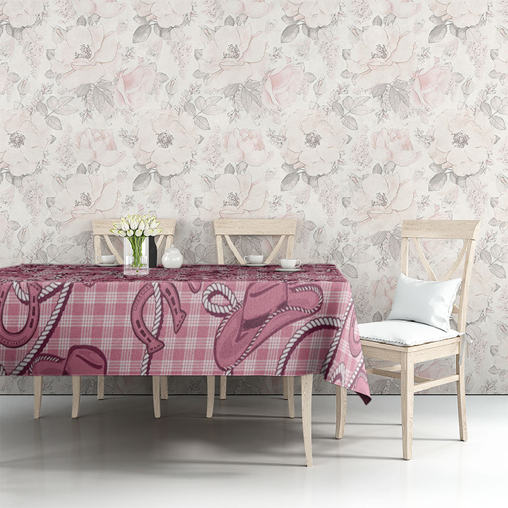 Pink Hawaii Palaka Cowboy Tablecloth Hawaiian Paniolo Festival Spirit