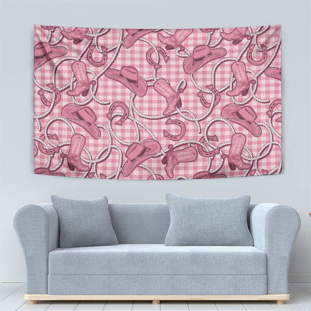 Pink Hawaii Palaka Cowboy Tapestry Hawaiian Paniolo Festival Spirit