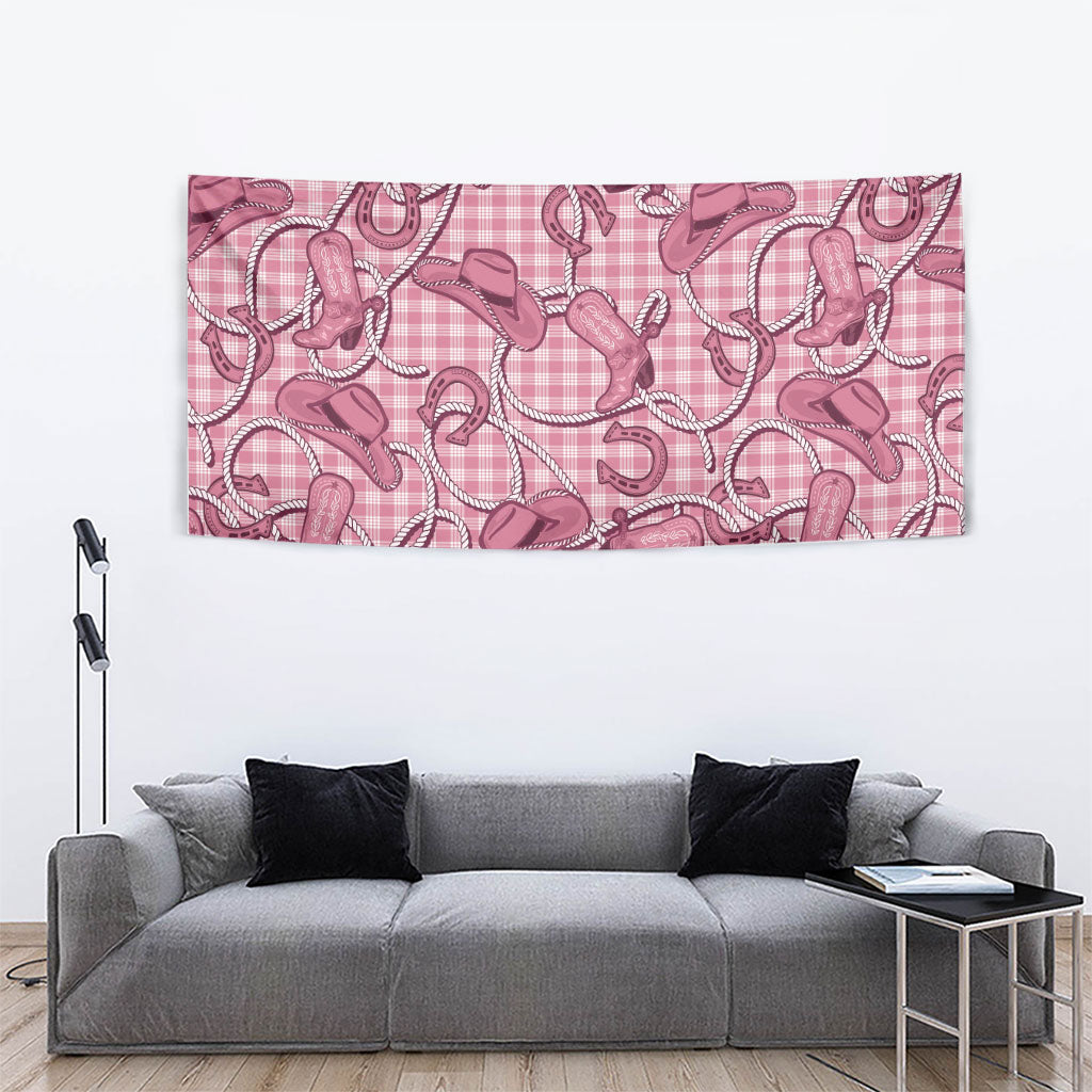 Pink Hawaii Palaka Cowboy Tapestry Hawaiian Paniolo Festival Spirit