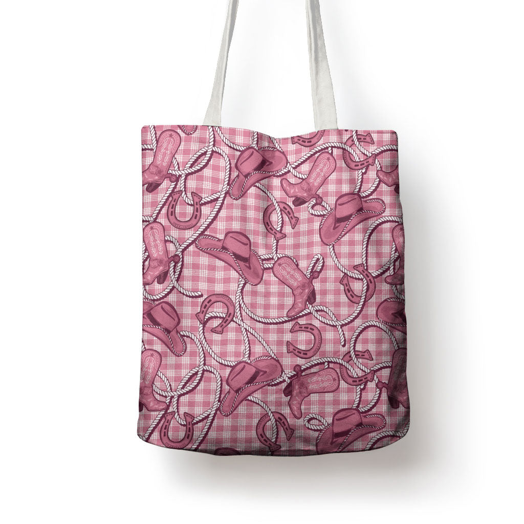Pink Hawaii Palaka Cowboy Tote Bag Hawaiian Paniolo Festival Spirit